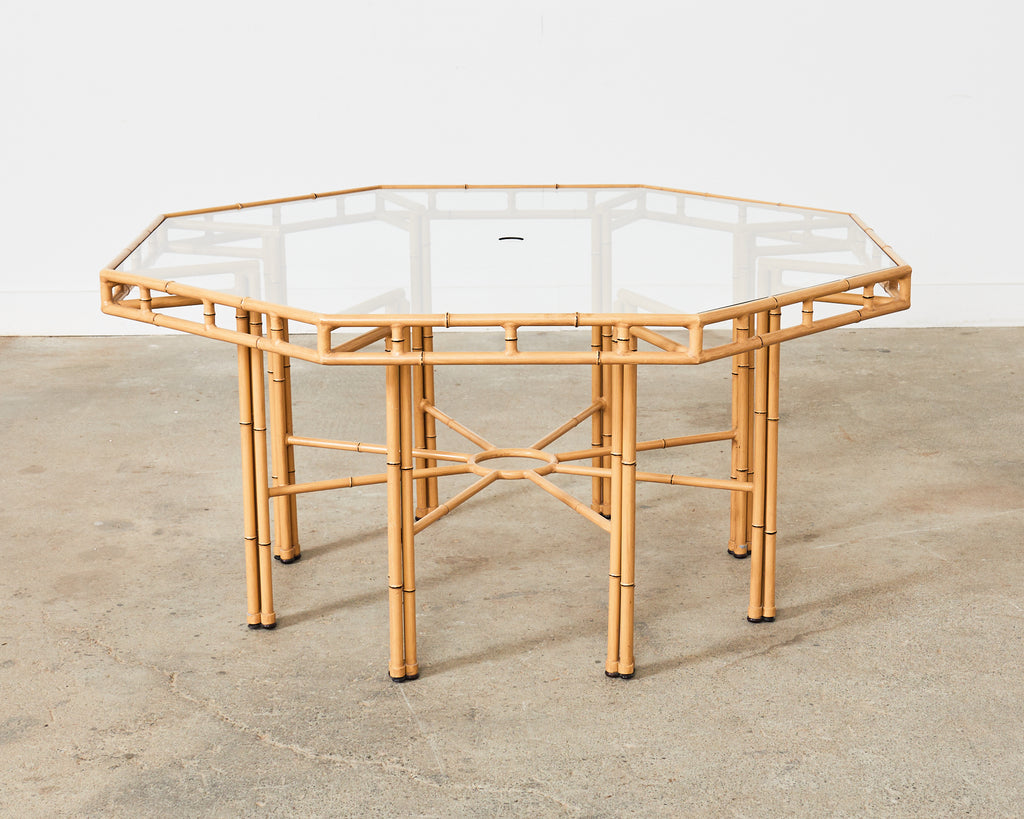 Hollywood Regency Faux Bamboo Octagonal Garden Dining Table