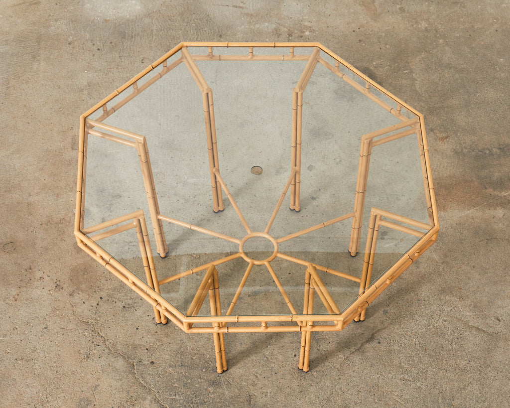 Hollywood Regency Faux Bamboo Octagonal Garden Dining Table