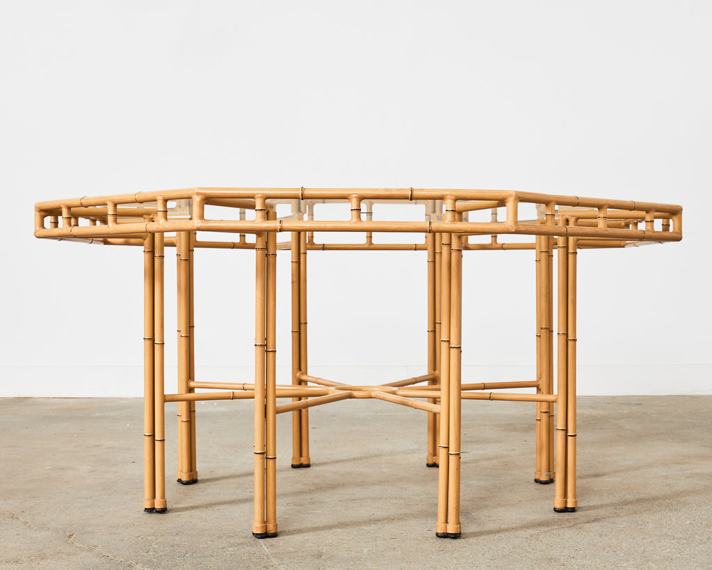 Hollywood Regency Faux Bamboo Octagonal Garden Dining Table