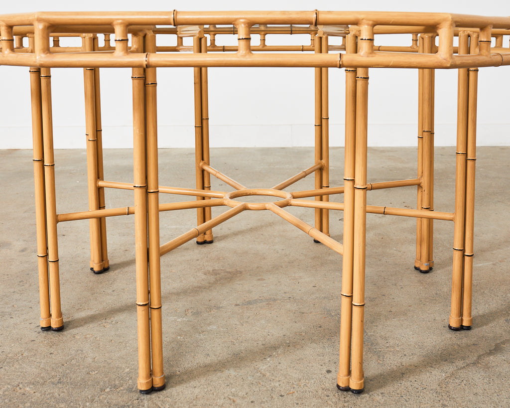 Hollywood Regency Faux Bamboo Octagonal Garden Dining Table
