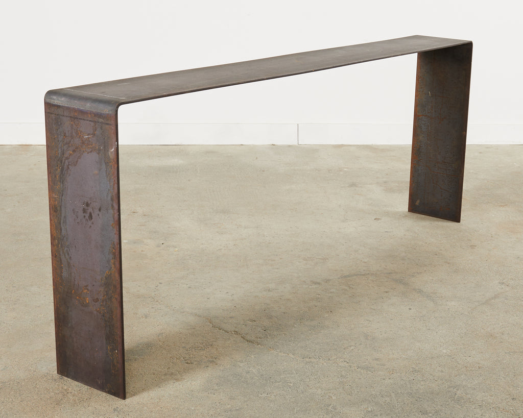 Monumental Industrial Age Style Patinated Iron Waterfall Console