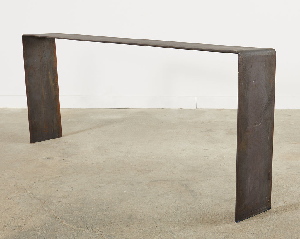 Monumental Industrial Age Style Patinated Iron Waterfall Console