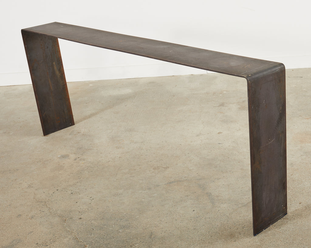 Monumental Industrial Age Style Patinated Iron Waterfall Console