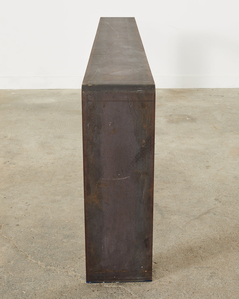 Monumental Industrial Age Style Patinated Iron Waterfall Console