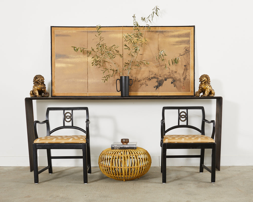 Monumental Industrial Age Style Patinated Iron Waterfall Console