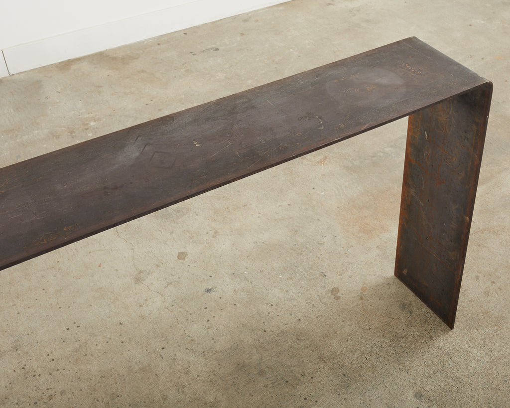 Monumental Industrial Age Style Patinated Iron Waterfall Console