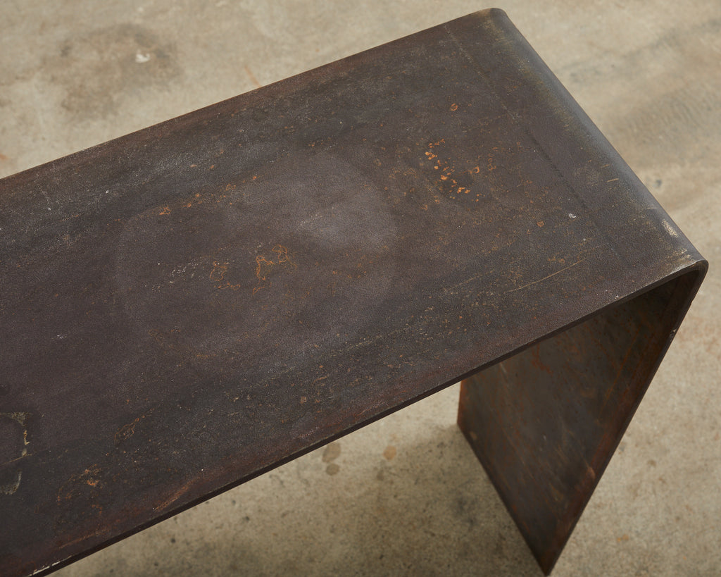 Monumental Industrial Age Style Patinated Iron Waterfall Console