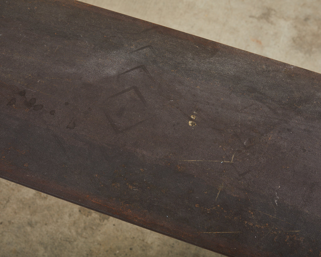 Monumental Industrial Age Style Patinated Iron Waterfall Console