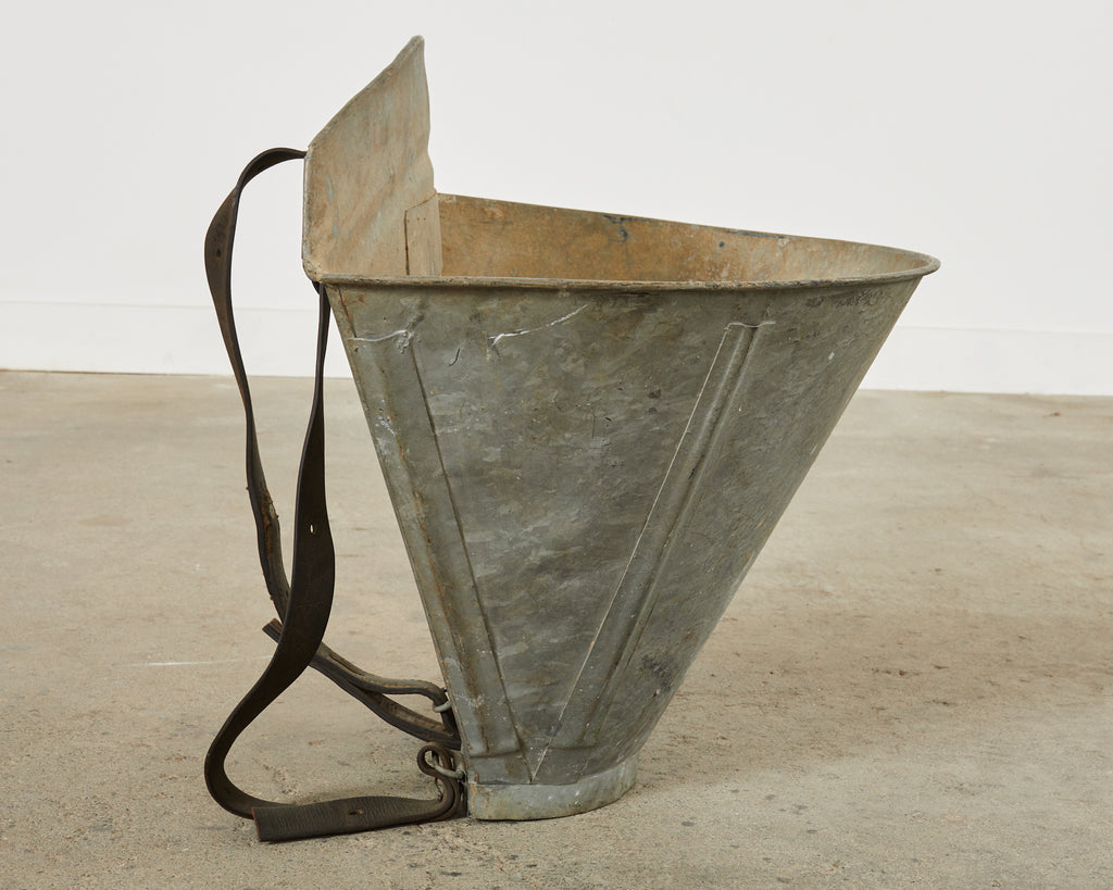 French Zinc Grape Hotte Basket Painted by Ira Yeager