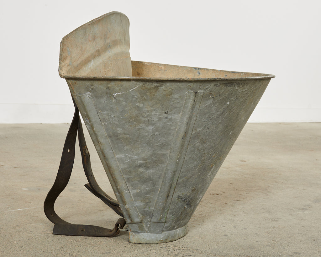 French Zinc Grape Hotte Basket Painted by Ira Yeager