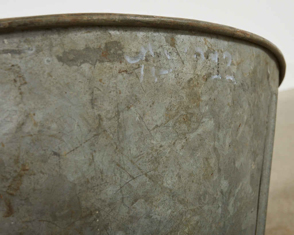 French Zinc Grape Hotte Basket Painted by Ira Yeager