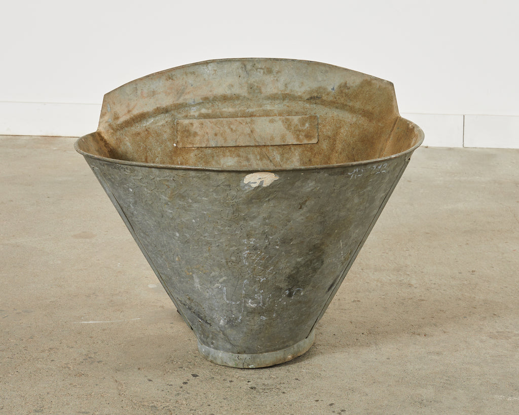 French Zinc Grape Hotte Basket Painted by Ira Yeager