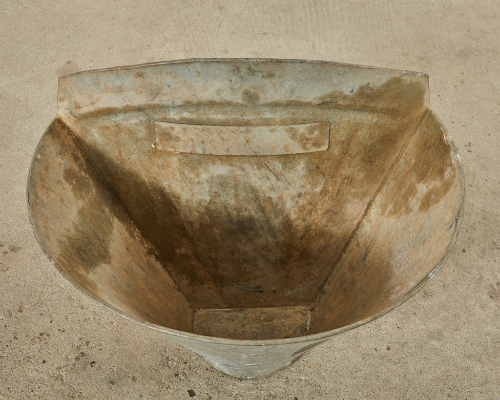 French Zinc Grape Hotte Basket Painted by Ira Yeager