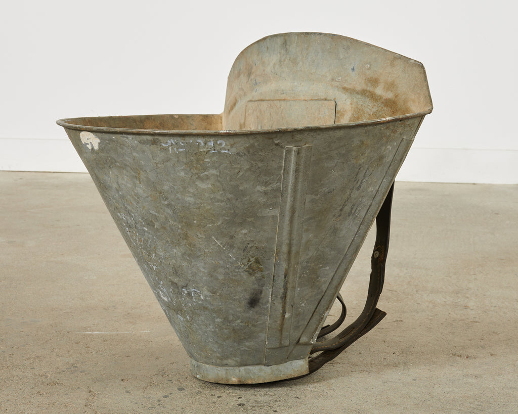 French Zinc Grape Hotte Basket Painted by Ira Yeager