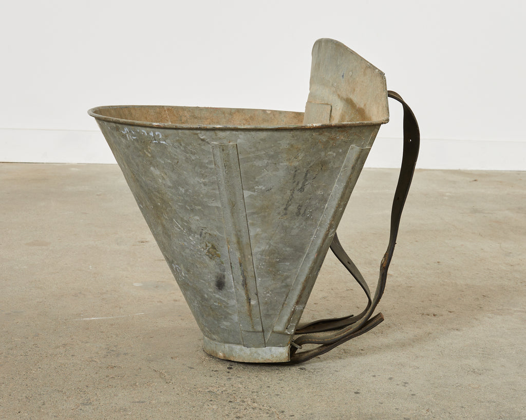 French Zinc Grape Hotte Basket Painted by Ira Yeager