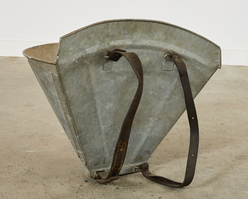 French Zinc Grape Hotte Basket Painted by Ira Yeager