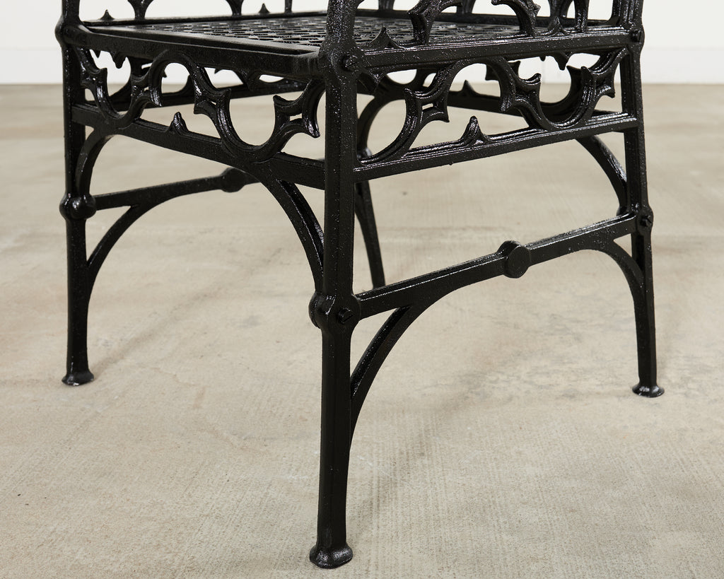 Pair of English Coalbrookdale Style Gothic Garden Armchairs