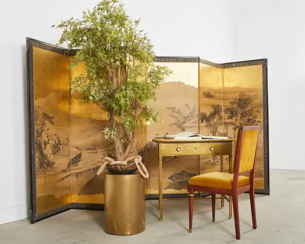 Japanese Edo Six Panel Screen Merrymaking in the Chinese Countryside