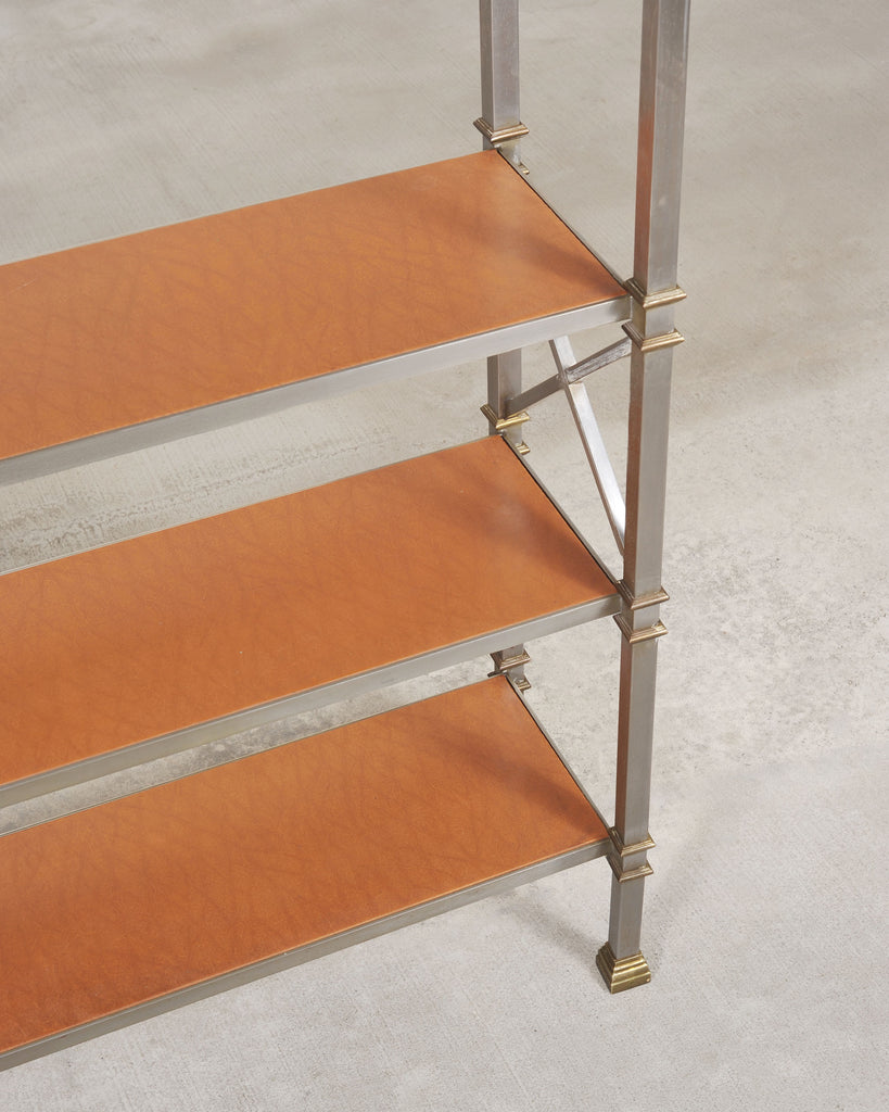 Maison Jansen Style Steel Bronze Neoclassical Bookcase Étagère