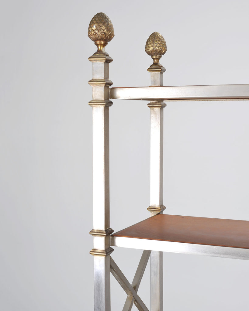 Maison Jansen Style Steel Bronze Neoclassical Bookcase Étagère