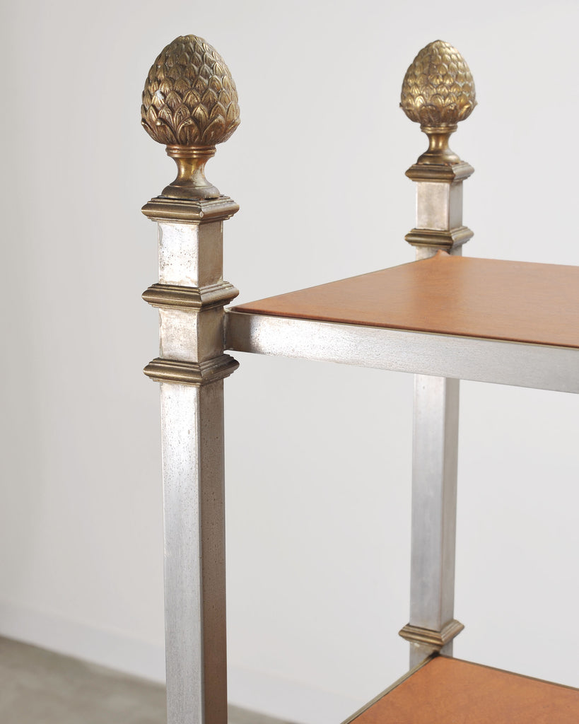 Maison Jansen Style Steel Bronze Neoclassical Bookcase Étagère