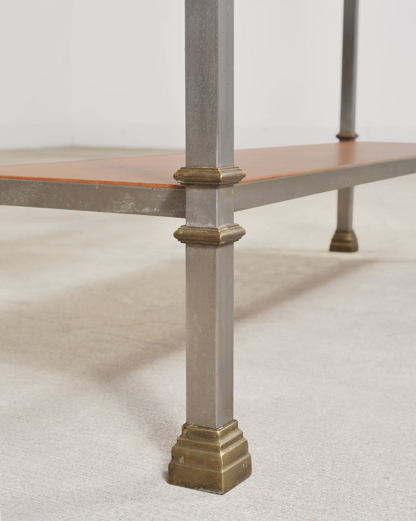 Maison Jansen Style Steel Bronze Neoclassical Bookcase Étagère