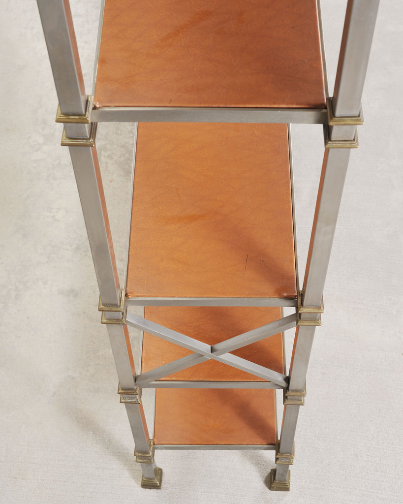 Maison Jansen Style Steel Bronze Neoclassical Bookcase Étagère