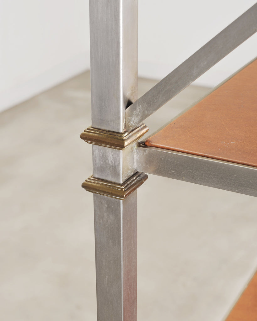 Maison Jansen Style Steel Bronze Neoclassical Bookcase Étagère