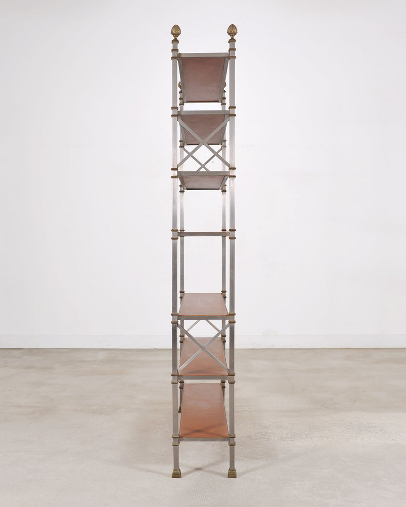 Maison Jansen Style Steel Bronze Neoclassical Bookcase Étagère