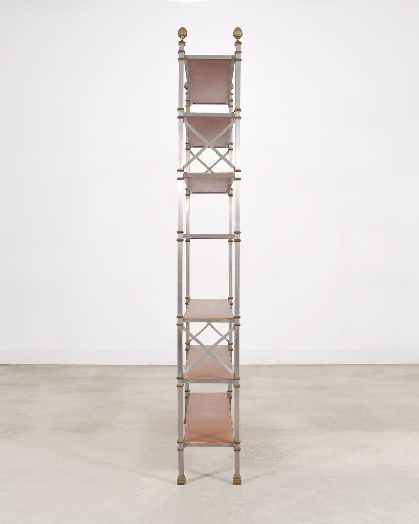 Maison Jansen Style Steel Bronze Neoclassical Bookcase Étagère