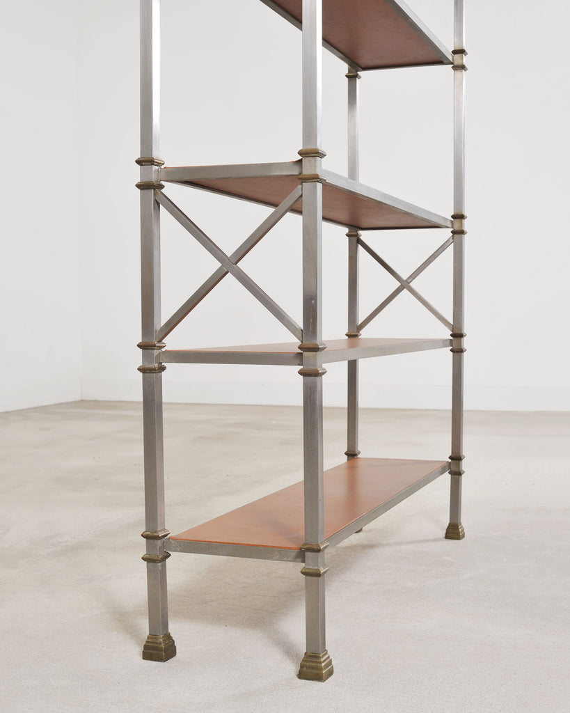 Maison Jansen Style Steel Bronze Neoclassical Bookcase Étagère