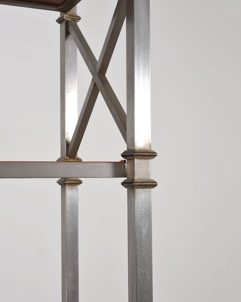 Maison Jansen Style Steel Bronze Neoclassical Bookcase Étagère