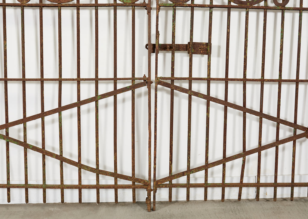 19th Century Stewart Iron Works Wrought Iron Double Entry Gates