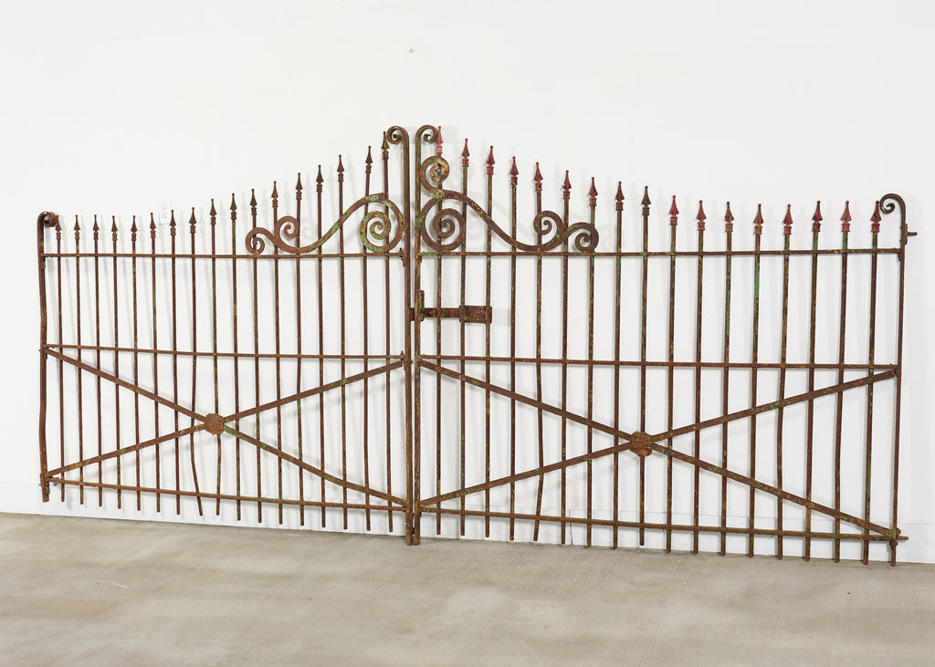19th Century Stewart Iron Works Wrought Iron Double Entry Gates