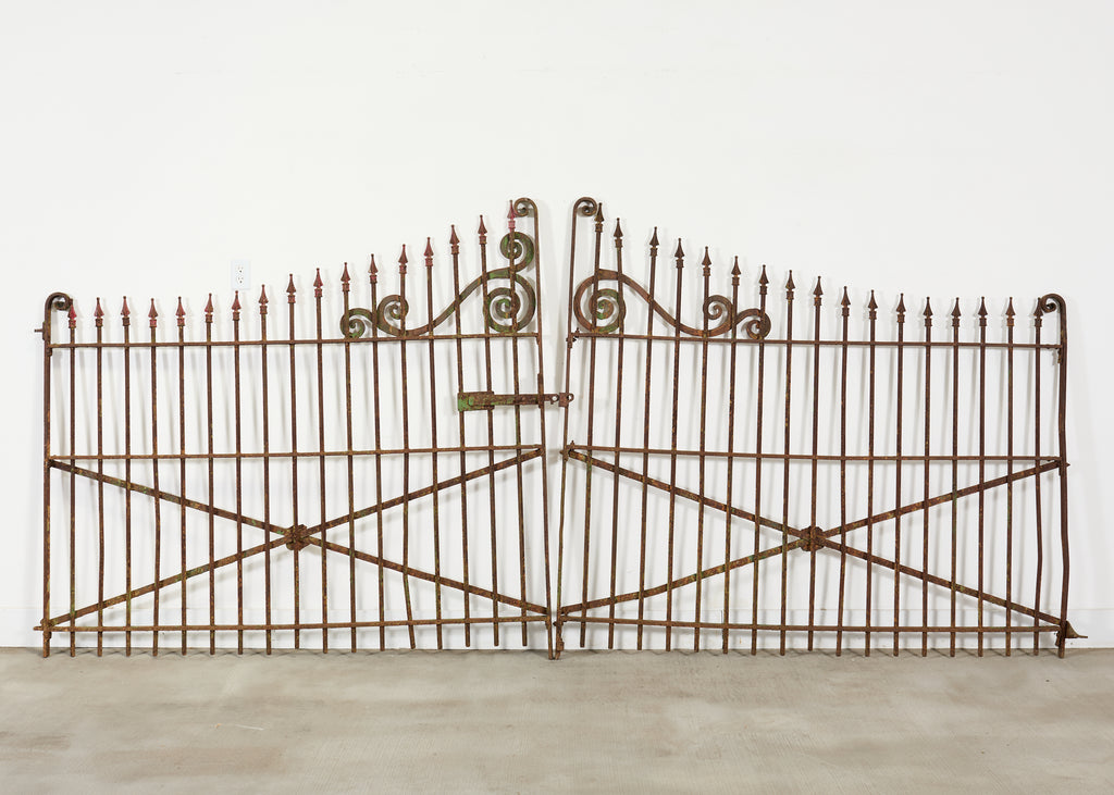 19th Century Stewart Iron Works Wrought Iron Double Entry Gates