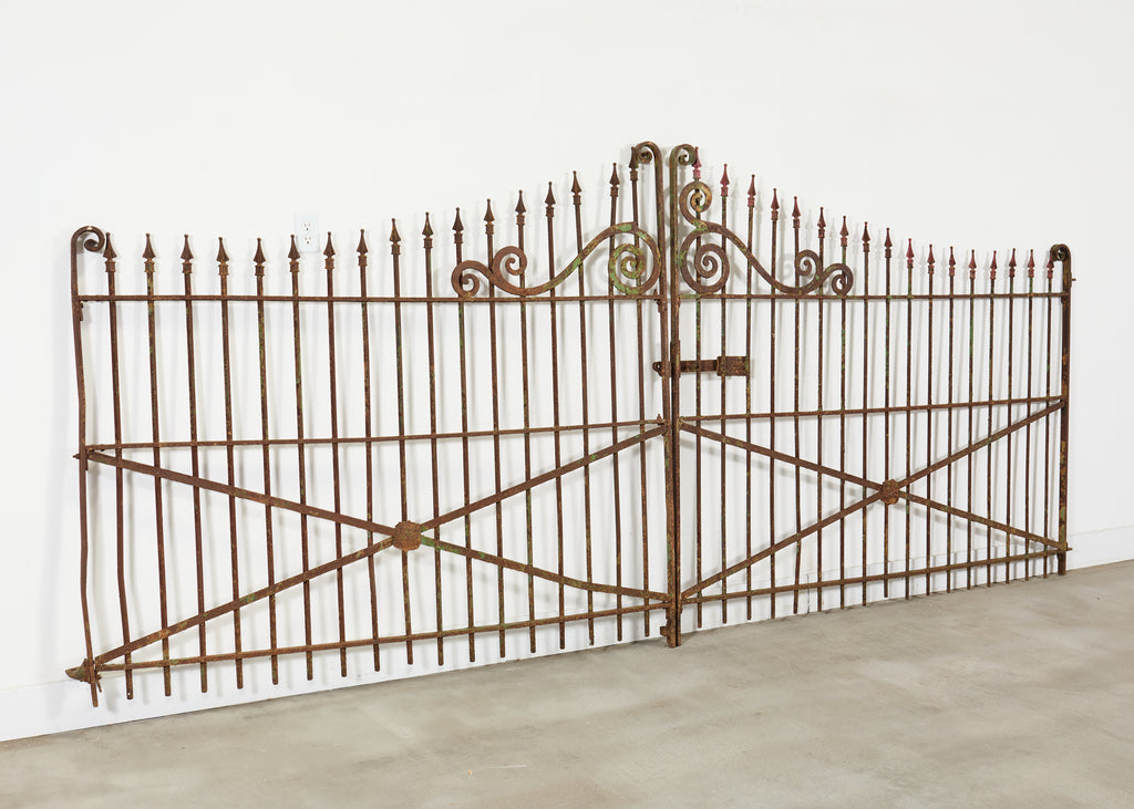 19th Century Stewart Iron Works Wrought Iron Double Entry Gates