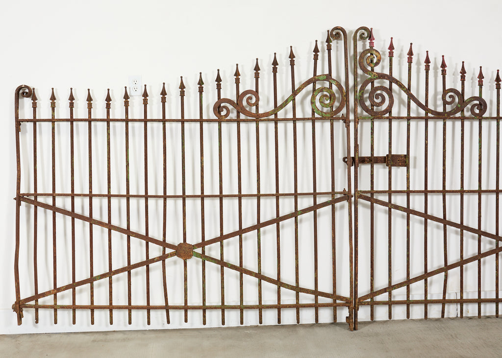 19th Century Stewart Iron Works Wrought Iron Double Entry Gates