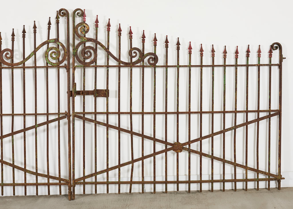 19th Century Stewart Iron Works Wrought Iron Double Entry Gates