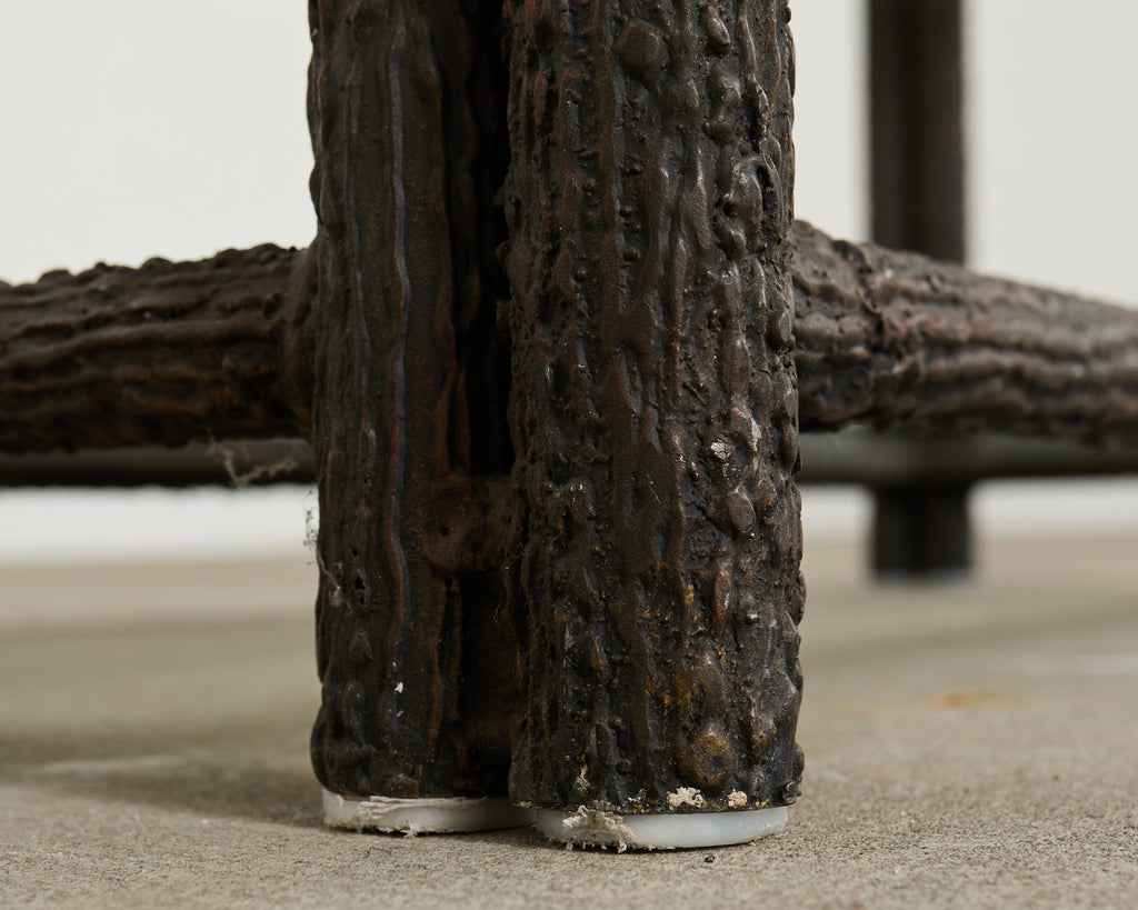 Bronzed Iron Faux Bois Six Shelf Etagere Display