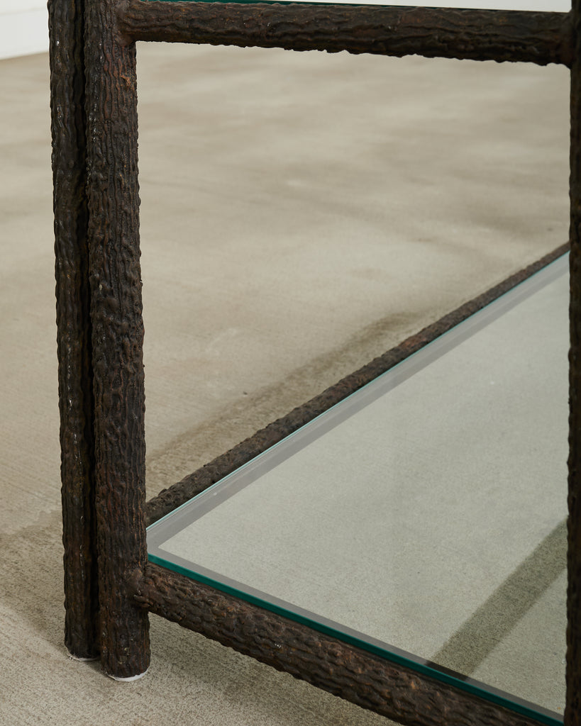 Bronzed Iron Faux Bois Six Shelf Etagere Display