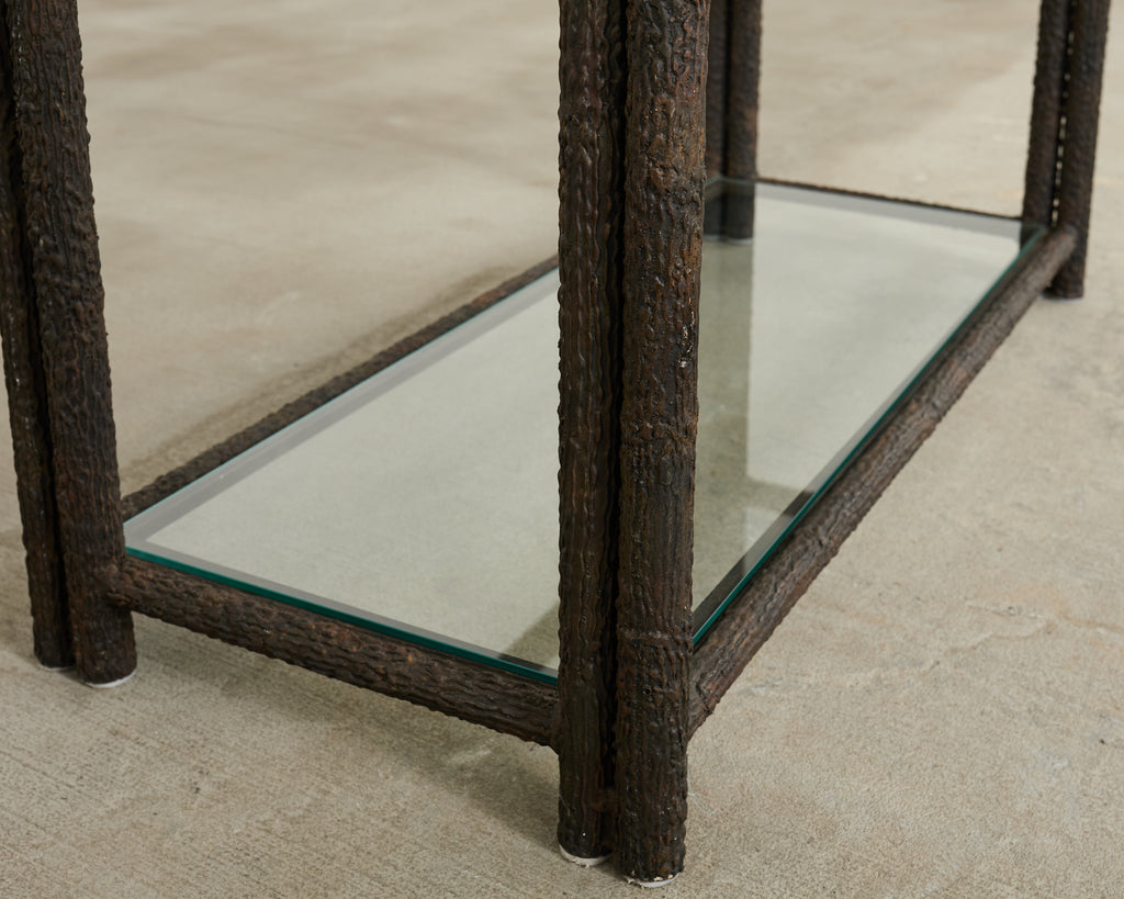 Bronzed Iron Faux Bois Six Shelf Etagere Display