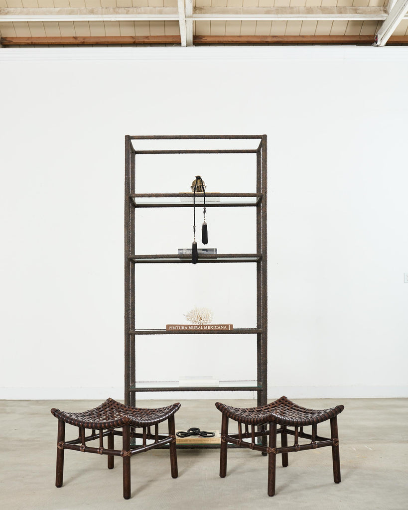 Bronzed Iron Faux Bois Six Shelf Etagere Display