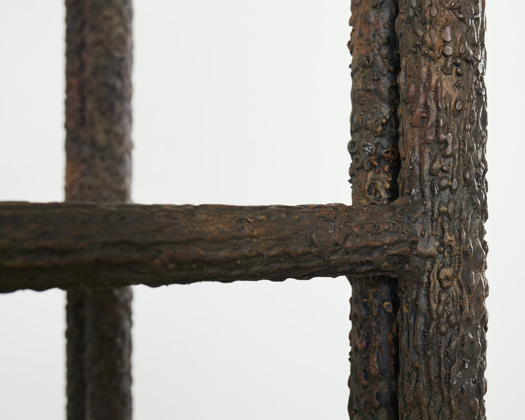 Bronzed Iron Faux Bois Six Shelf Etagere Display