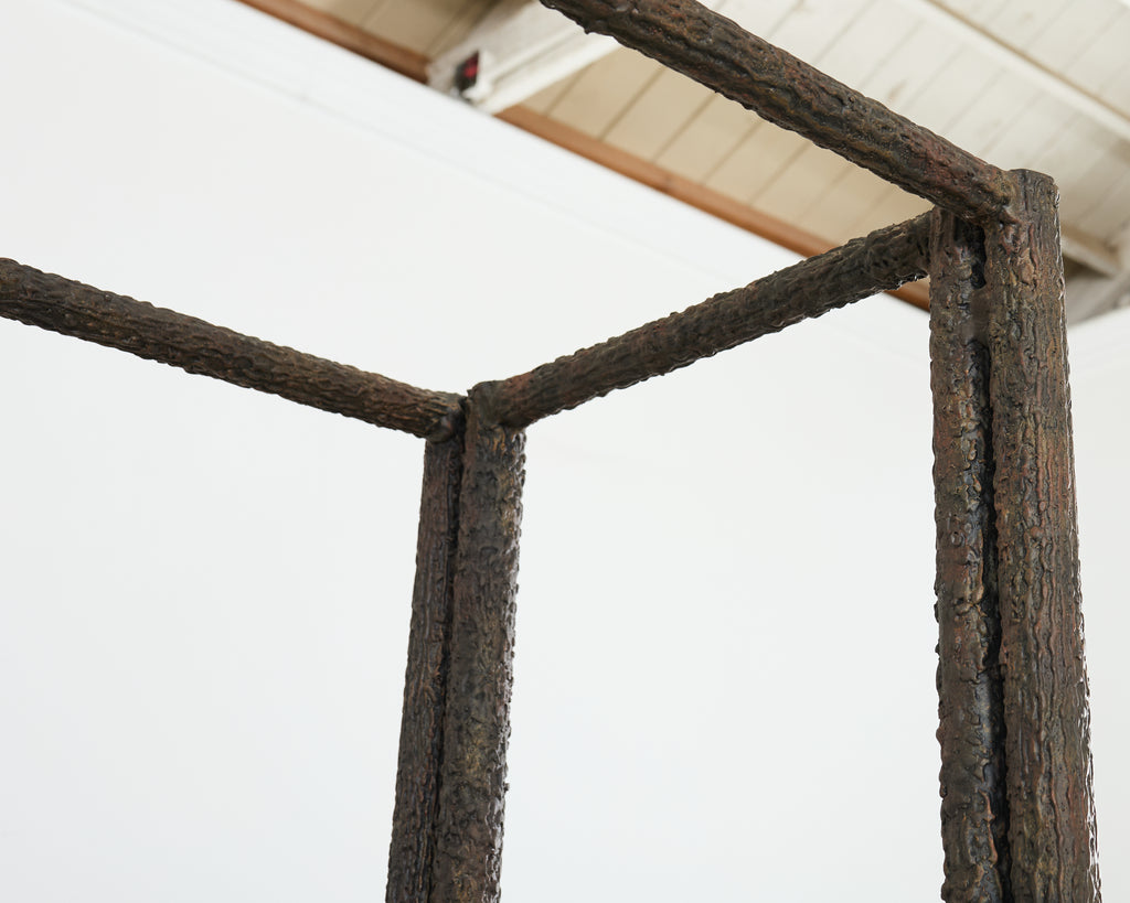 Bronzed Iron Faux Bois Six Shelf Etagere Display