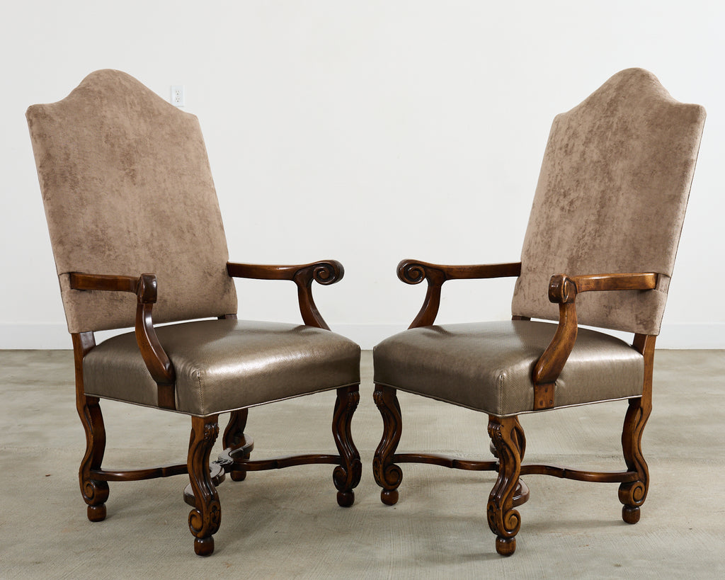 Set of Fourteen Baroque Style Os de Mouton Dining Chairs