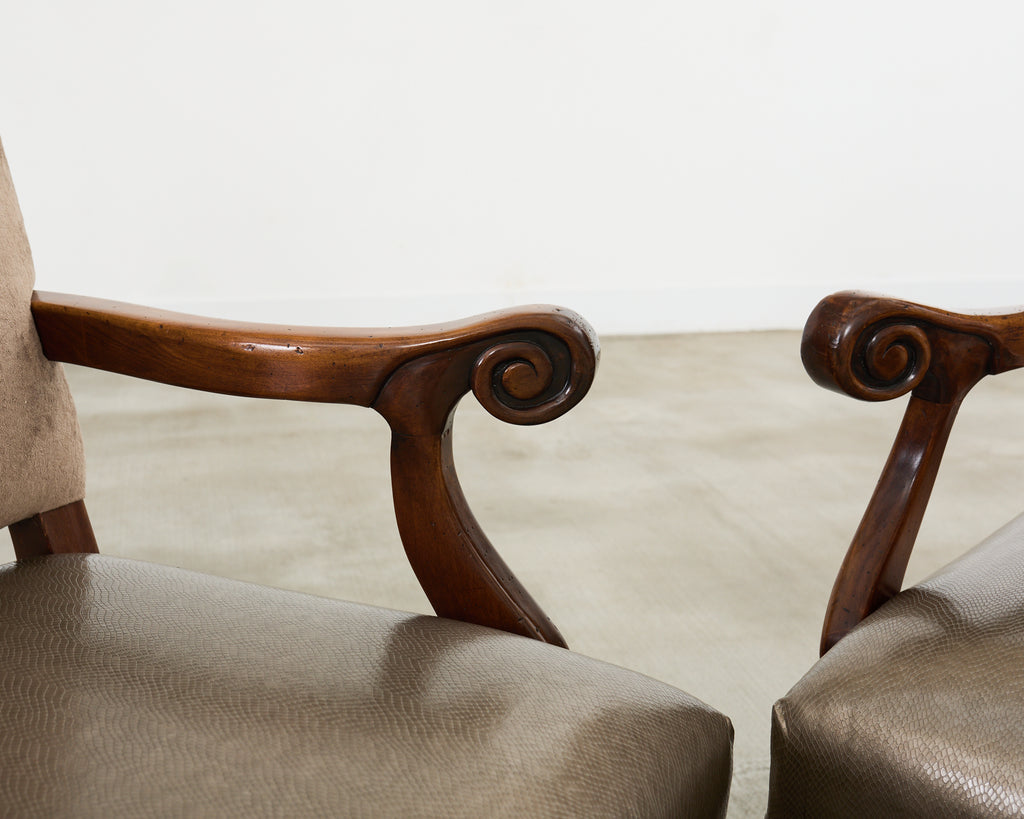 Set of Fourteen Baroque Style Os de Mouton Dining Chairs