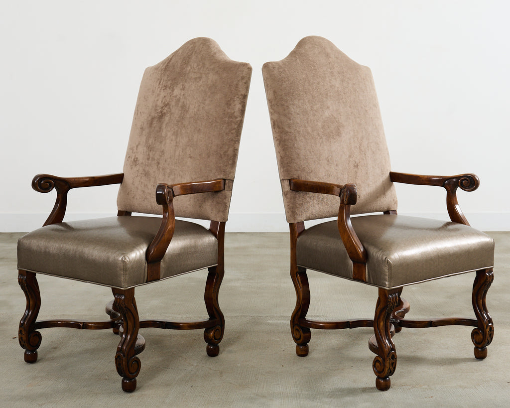 Set of Fourteen Baroque Style Os de Mouton Dining Chairs