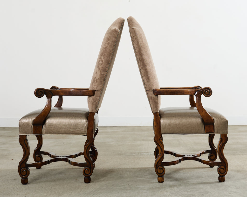 Set of Fourteen Baroque Style Os de Mouton Dining Chairs