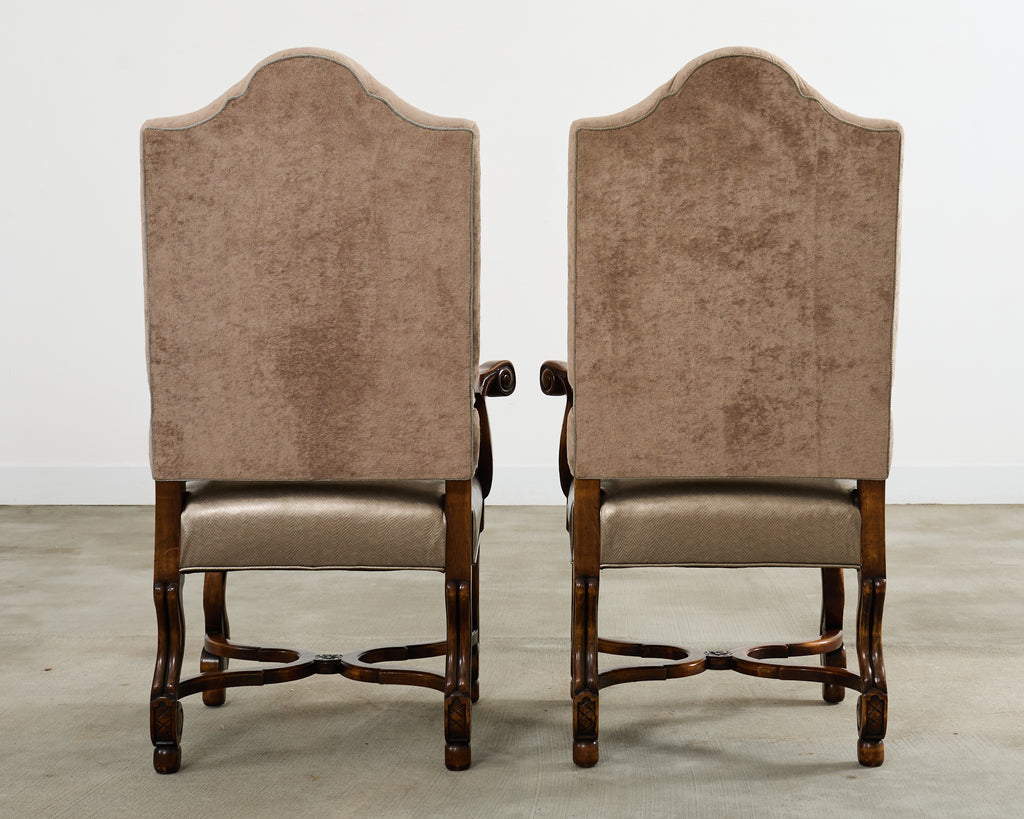 Set of Fourteen Baroque Style Os de Mouton Dining Chairs