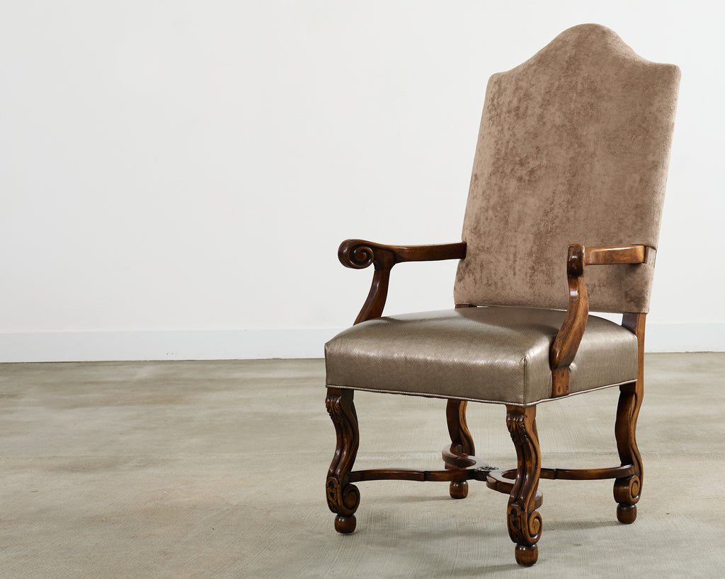 Set of Fourteen Baroque Style Os de Mouton Dining Chairs